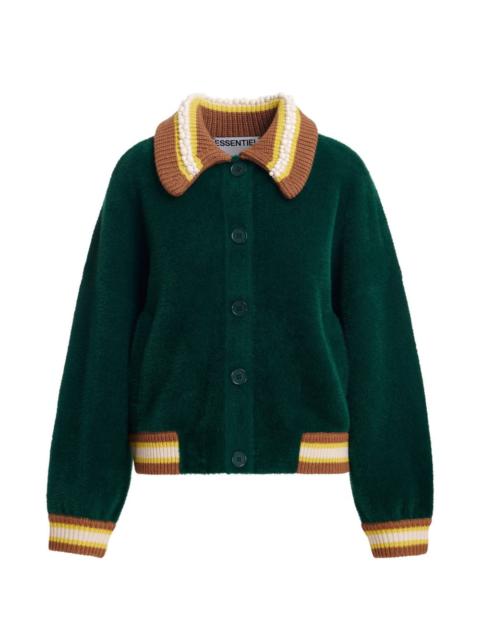ESSENTIEL ANTWERP bead-embellished striped-trim cardigan