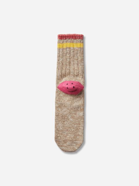 Kapital 60 Yarns Ivy Rainbowy Happy Heel-Hold Socks Beige / Pink