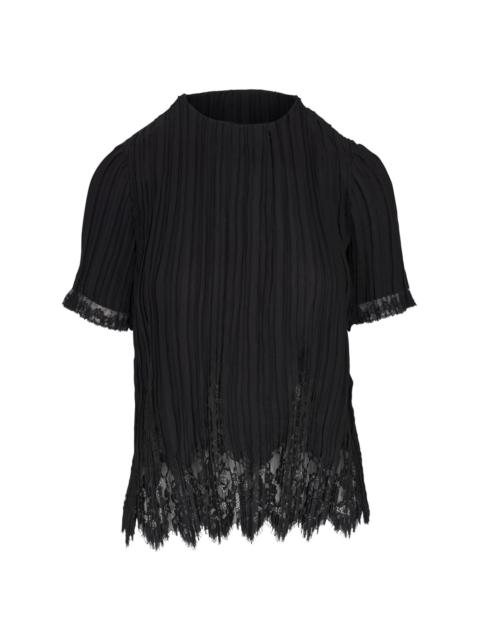 lace-trim plissÃ© blouse