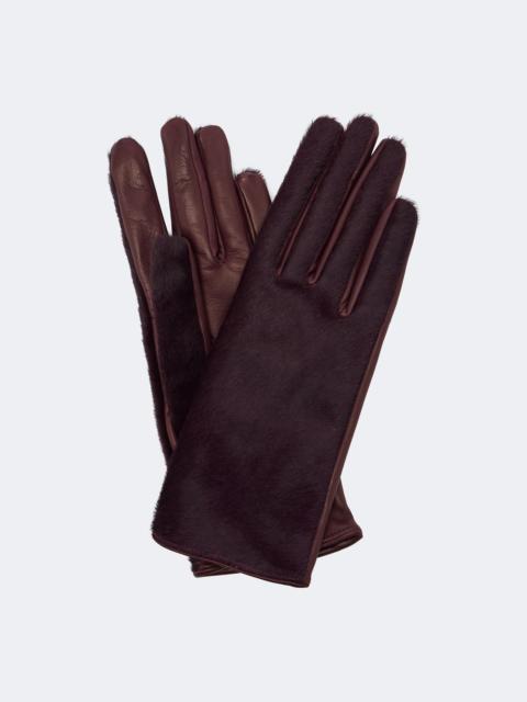 NOUR HAMMOUR Silk-lined calf hair and leather gloves