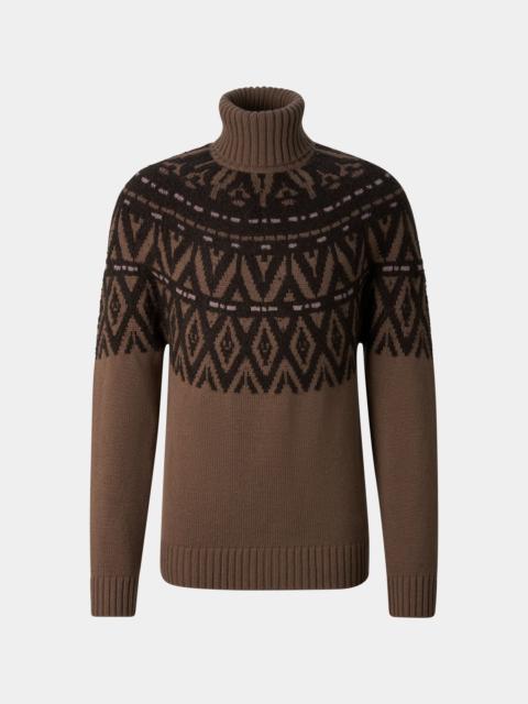 BOGNER Roxter Cashmere Norwegian Pullover in Brown/Black