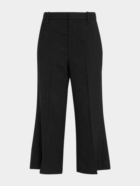 Abstract-Stitch Cropped Flare Trouser Pants