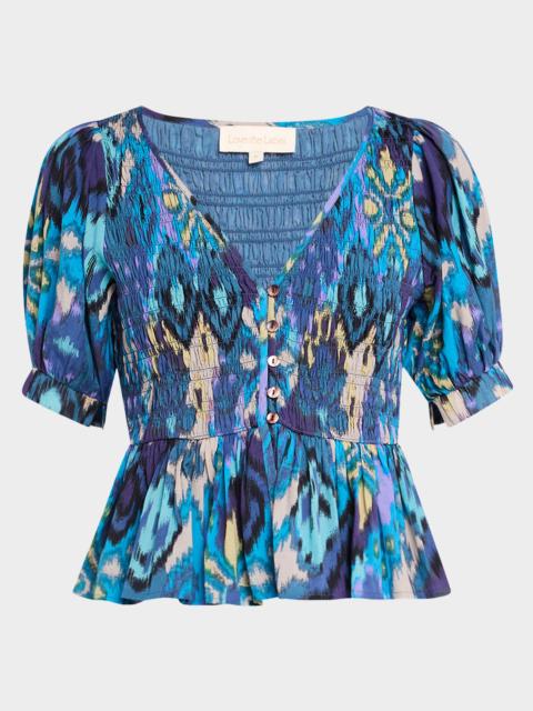Love the Label Stevie Puff-Sleeve Peplum Top