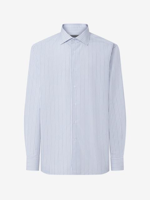 CORNELIANI Striped light blue and black cotton shirt