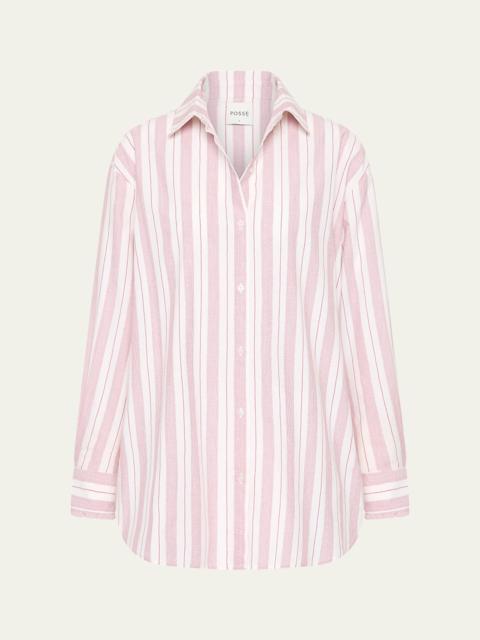 POSSE Lena Striped Button-Front Shirt