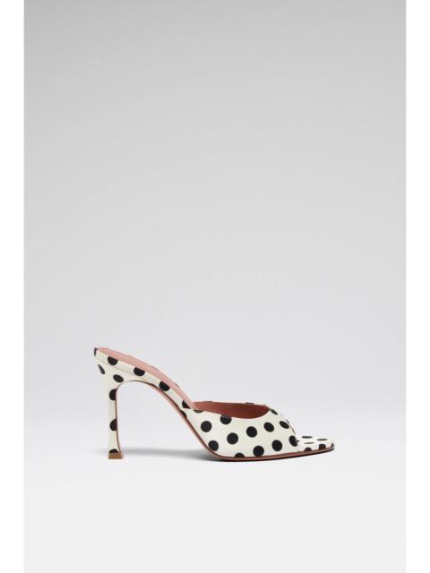 Amina Muaddi ALEXA SLIPPER 95 IVORY POLKA DOT SATIN