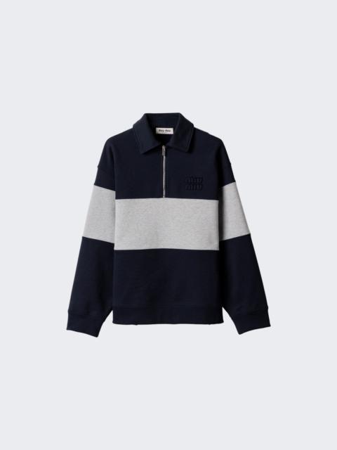 Miu Miu Half Zip Sweatshirt Blu And Grigio