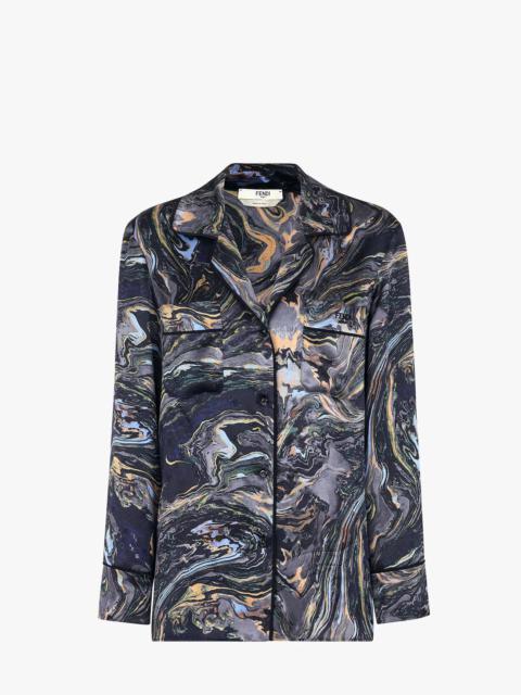 FENDI Blue satin crêpe shirt
