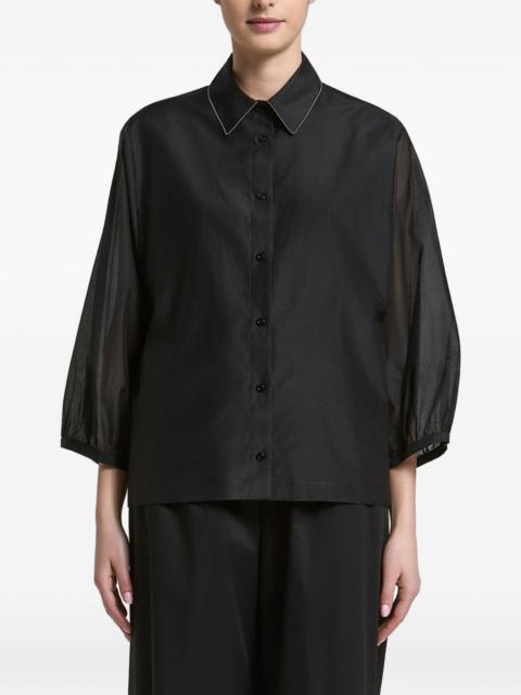 PESERICO sheer-panelled puff-sleeve shirt