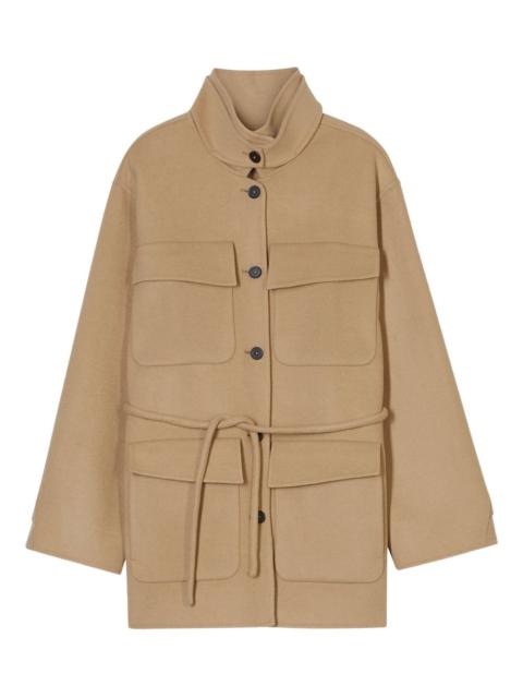 CLOSED belted patch-pocket wool coat