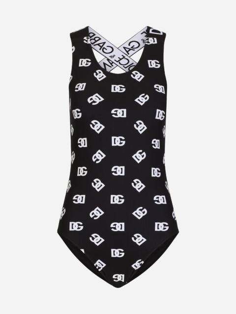 Dolce & Gabbana One-piece swimsuit with all-over DG logo print