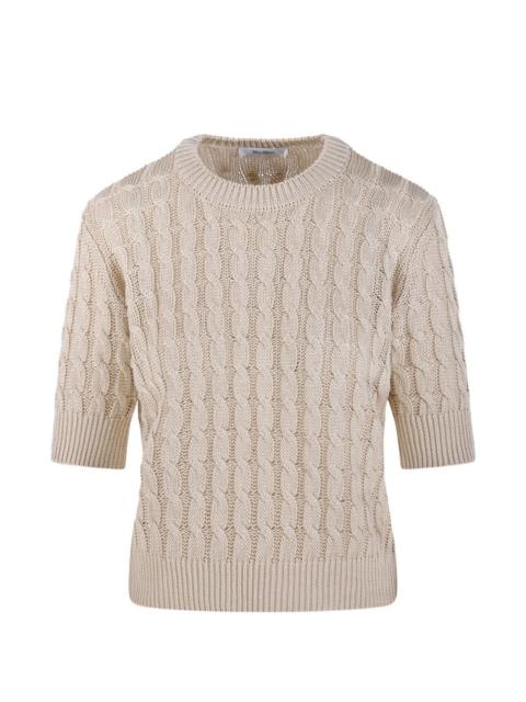 Max Mara cable knit short-sleeve sweater