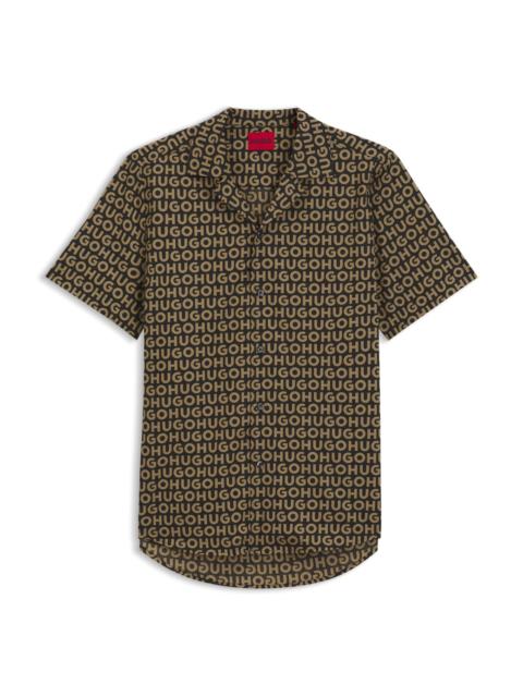 HUGO RELAXED-FIT SHIRT IN PRINTED COTTON CANVAS