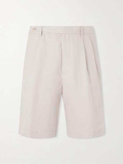 Brunello Cucinelli Wide-Leg Pleated Linen and Cotton-Blend Shorts