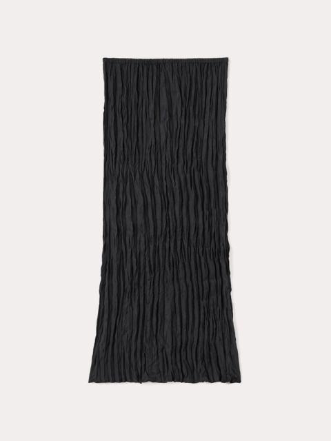 Crinkled silk midi skirt black