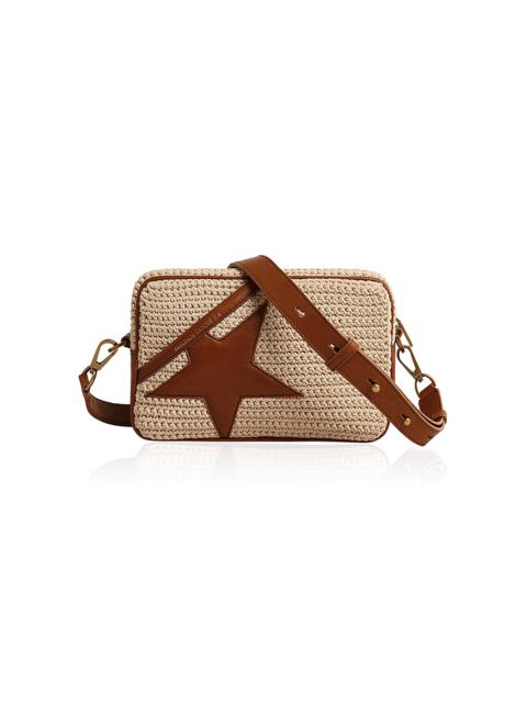 Golden Goose Star Raffia Crossbody Bag neutral