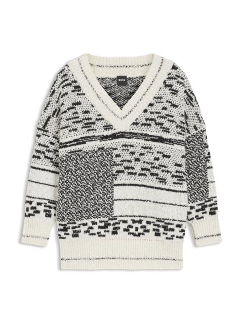 BOSS JACQUARD-PATTERN SWEATER IN A COTTON BLEND
