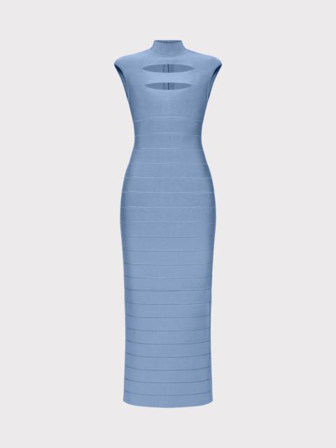 HERVE LEGER CAP SLEEVE CUT-OUT GOWN