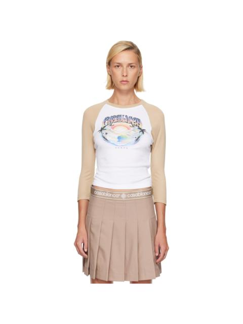 CASABLANCA White & Tan Baseball T-shirt