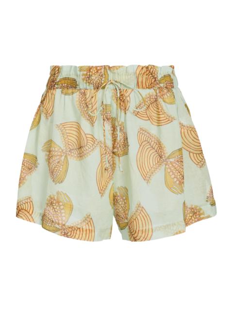 ULLA JOHNSON Women's Anna Zemankova Bijou Printed Coverup Shorts - Water Blossoms