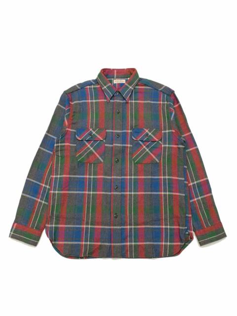 SUGAR CANE FICTION ROMANCE - TOP GRAY PLAID L/S WORK SHIRTS-  with MARBLE BUTTON - SC28963