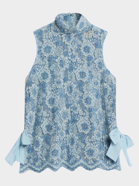 JBQ Sylvee Floral Lace Mock-Neck Top