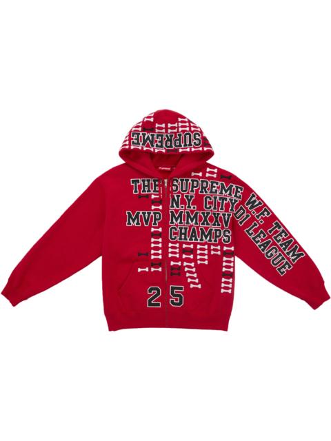 Supreme League Champs Zip Up Hooded Sweatshirt Red