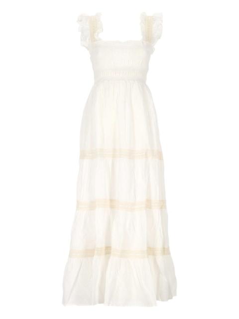RIXO smocked tiered cotton midi dress