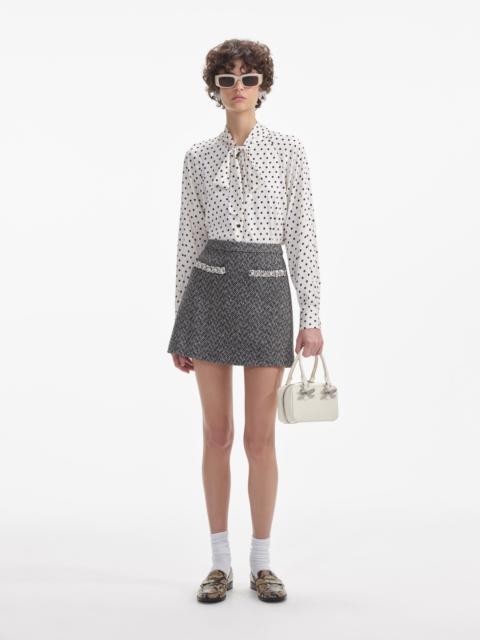 self-portrait Cream Polka Dot Satin Blouse