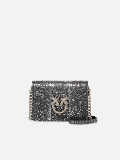 PINKO PINKO GALLERIA LOVE BAG MINI CROSSBODY BAG WITH LAMINATED REPTILE SKIN