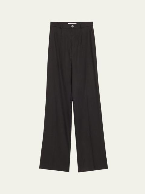 MARIE ADAM-LEENAERDT Classic Straight Leg Wool Pants