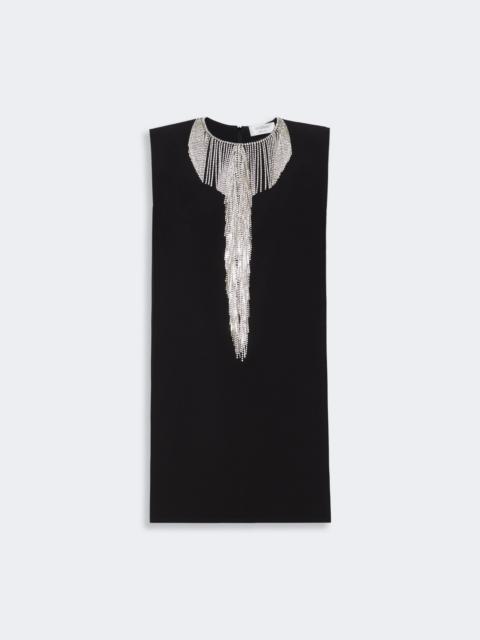 Sportmax FESTOSO Rhinestone-adorned sleeveless cady mini dress - BLACK
