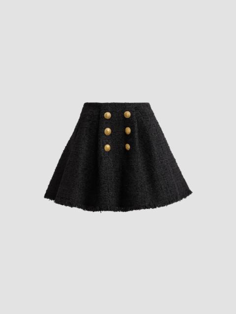 Balmain Women's Tweed Flare Mini Skirt - Noir