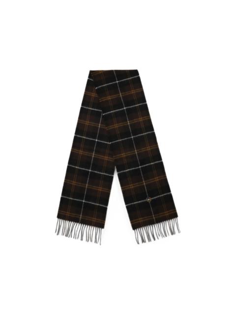 Fred Perry tartan-check fringed scarf