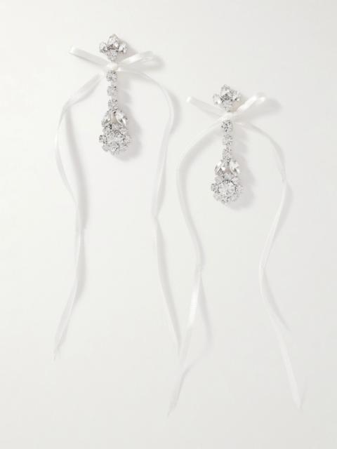 Simone Rocha Victorian Bow silver-tone satin and crystal earrings Silver