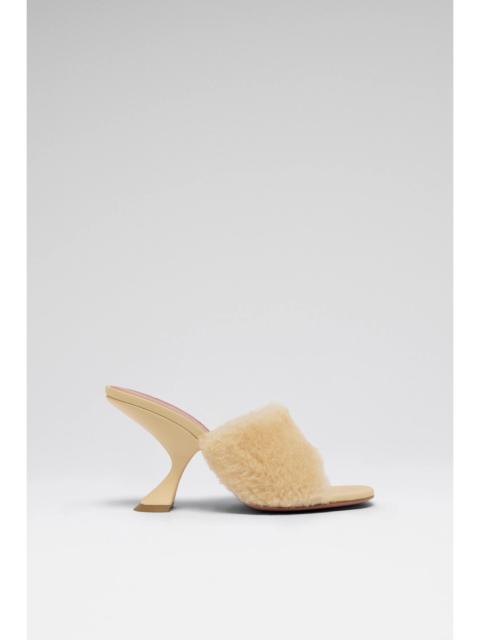 Amina Muaddi TAYLOR FUR SLIPPER 90 BEIGE SHEARLING