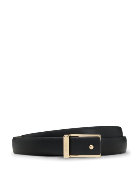 BOSS LEATHER BELT WITH GOLD-TONE BUCKLE
