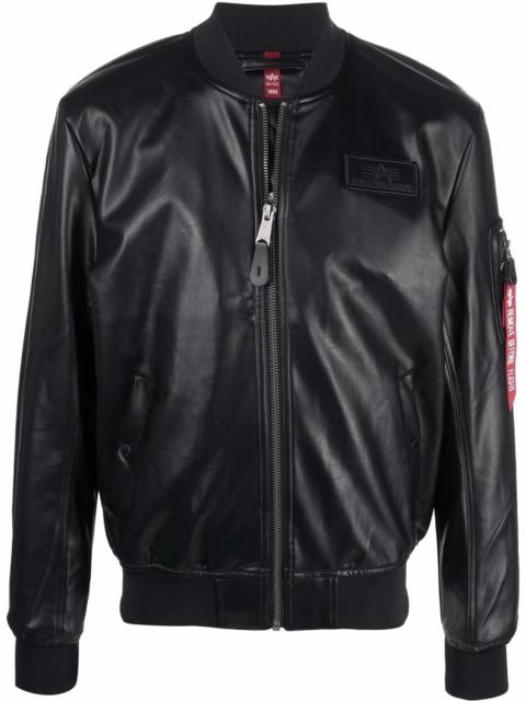ALPHA INDUSTRIES logo-patch faux leather bomber jacket