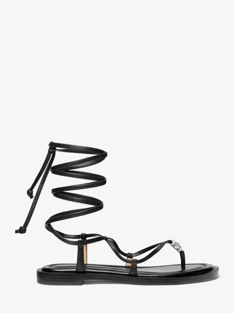 MICHAEL KORS Khloe Embellished Leather Lace-Up Sandal