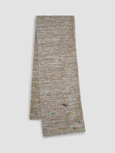 Dries Van Noten Men's Maila Floral-Embroidered Wool-Blend Scarf - Light Grey