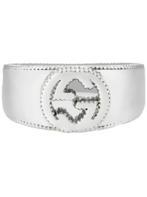 GUCCI Gucci Interlocking G Ring Textured Outline Silver