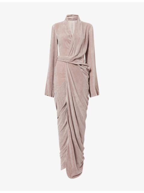 Rick Owens Wrap-Over Draped Velvet Gown