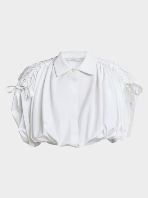 Givenchy Ruched Cotton-Poplin Crop Collared Bubble Shirt