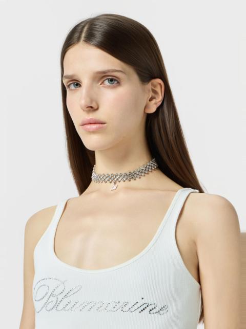 Blumarine METAL CHOKER WITH STONES AND MONOGRAM PENDANT