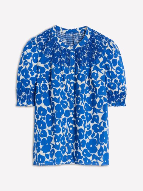 BODEN Effie Short Sleeve Top-Bright Blue, Leafy Grove