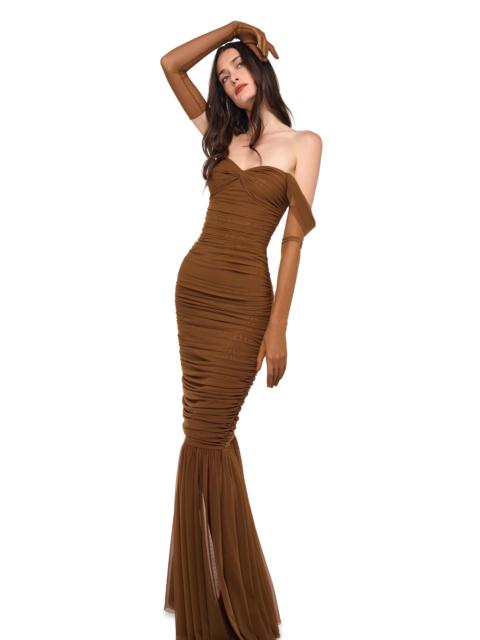 NORMA KAMALI WALTER FISHTAIL GOWN W/ WINGLET SLEEVE