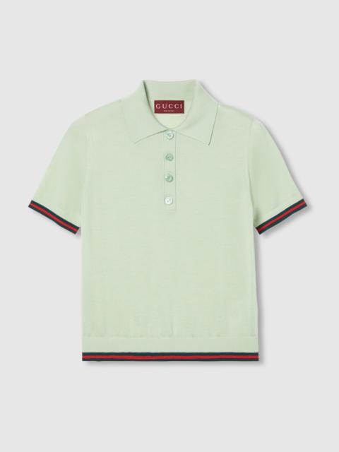 GUCCI Extra fine cashmere silk polo top