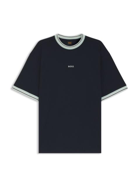 BOSS RELAXED-FIT T-SHIRT IN COTTON WITH STRIPED TRIMS