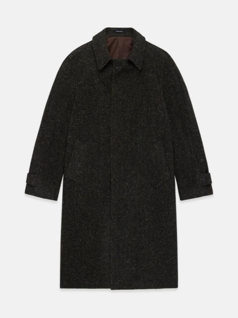 J. PRESS MADE-IN-CANADA DARK BROWN DONEGAL HERRINGBONE TWEED BALMACAAN