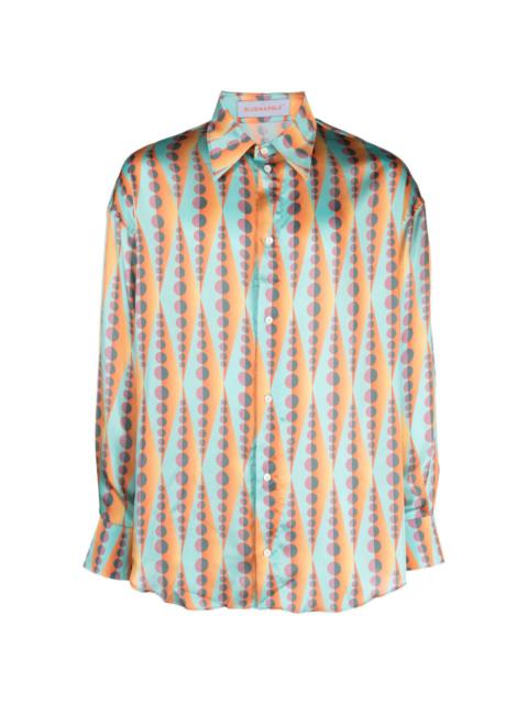 Pop-print pointed flat collar shirt